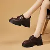Mocasines de suela gruesa para mujer, nuevo modelo otoño 2026, zapatos para mujer que aumentan la altura, estilo británico, suela suave, cómodos para los pies, zapatos pequeños de cuero con punta redonda