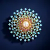 Broche de fogos de artifício cravejado de diamantes cintilantes, broche de pérola de luxo de alta qualidade para mulheres, pino de design exclusivo, acessório para terno