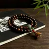 Pulseira de Sementes de Lótus de Jacarandá Negro 8mm Duplo Círculo Pulseira de Contas de Raiz de Bodhi de Jade Branco Acessório Feminino Pulseira de Madeira de Nicho