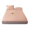 Lençol de Cama de Veludo de Leite Ajustável 100% Algodão Puro com Lã Adicionada e Espessado Algodão de Grau A Algodão Lavado Impermeável Conjunto de Três Peças Capa Protetora de Colchão