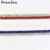 Tira decorativa de goma caliente para reparación térmica de diamantes de imitación rojos y azules de doble fila de 0,8 cm de ancho para cinturón, ropa, zapatos y bolsos.
