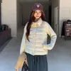 Chaqueta de algodón tejida tipo patchwork para mujer, estilo corto, nueva colección de invierno 2026, abrigo de algodón acolchado ligero y cálido para mujeres petite