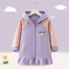 Bata para niños, prenda exterior anti-manchas, chaqueta de plumas, ropa protectora para niñas, elegante prenda exterior de otoño e invierno para jardín de infantes, con cremallera y ajuste adecuado