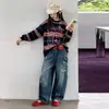 Camiseta de Primavera y Otoño para Niña 2026 Nueva Moda Estilo Americano Rayas de Letras Holgada Manga Larga Cuello Redondo Top Tendencia