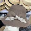 Chapéu de palha feminino verão grande aba chapéu de sol estilo coreano elegante cor combinando arco bacia chapéu praia férias proteção solar chapéu de sol