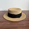 Chapéu de Palha Topo Plano Ins Feminino Verão Passeio Litoral Proteção Solar Guarda-Sol Chapéu de Sol Fedora Pequeno Francês Retrô Masculino