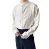 Nova camisa estilo chinês estilo nacional masculina 2024 nova primavera alta qualidade gola alta botão top bordado babado bonito manga longa