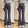 Pantalones de maternidad para primavera y verano, pantalones ligeramente acampanados, pantalones con soporte para la barriga de talla grande que no aprietan la barriga, adecuados para el principio del embarazo, pantalones de tiburón para primavera