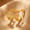 Novos Brincos de Fivela de Ferradura com Strass Transfronteiriços para Mulheres Tendência Ouro de Areia Vietnamita Brincos de Tarraxa Joias Simples Duráveis de Cor Fixa Venda por Atacado