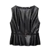 ZA Comercio Exterior Transfronterizo 2026 Nuevo Conjunto de Moda Femenina Europeo y Americano: Top de Cuero con Cinturón + Falda de Corte Ajustado