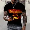 Fábrica de comercio exterior nuevo transfronterizo Halloween 3D digital talla grande tendencia de impresión de camisetas hombre manga corta hombre
