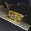 Anel de Ouro V de Alta Qualidade com Cravação de Diamantes, Estilo Van Cleef, Espesso Banhado a Ouro 18K, Borda Totalmente Cravejada de Diamantes, Anéis de Casal, Anel Kaleidoscópio