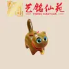 Figura de Gato de Sándalo Verde y Ébano Negro, Gato con Arco Curvo de Madera Maciza Yiming Xianyuan, Linda Decoración de Escritorio Interior, Mascota de Té