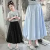 Faldas Modernas para Niñas, Faldas de Seda Helada Estilo Super Hada Veraniegas con Forma de Capullo de Linterna, Faldas Versátiles Casuales de Longitud Media
