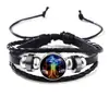 Pulsera de Cuerda de Cuero con Gema de Tiempo de las 12 Constelaciones Pulsera Tejida de Cuero de Vaca Retro Estudio de Pareja de las Doce Constelaciones