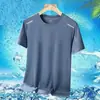 Transfronteiriço Preferido Verão Novo Seda de Gelo Secagem Rápida Manga Curta Masculino Tendência Esportivo Versátil Respirável Casual Top Camiseta Masculina