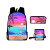 2023 Nuevo Producto Transfronterizo Temporada de Regreso a Clases Mochila Árbol de Coco Escuela Secundaria D Impresión Digital Mochila Bolso de Hombro Set Correa para Lápices
