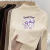 Ropa interior térmica para niñas Otoño Invierno Nueva Elegante Cuello Semi-Alto Forro Polar Ropa para Niñas Pequeñas Manga Larga Camiseta con Volantes