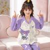 Pijama para Niñas 2025 Primavera y Otoño Nuevo Manga Larga Algodón Peinado Estilo Delgado para Niñas, Niños Pequeños, Estudiantes y Niños Mayores, Ropa de Casa de Moda