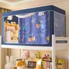 Cortina de cama con fuerte sombreado, mosquitera integrada con soporte, dormitorio de estudiantes universitarios, parte superior antipolvo, dormitorio superior e inferior, cortina de cama engrosada
