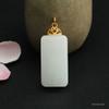 Colgante Jueyu de Plata S925 Incrustado con Jade Hetian Natural Placa de Jade Blanco Fábrica Venta al por Mayor Dropshipping S2061403A