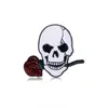 Insignia de metal colorida con diseño creativo de calavera y flores para Halloween, europea y americana, para chaquetas, mochilas y otros accesorios personalizados