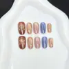 Manicura Portátil Cuadros Azules Café Estrella Blanqueamiento de Uñas de Alta Calidad Pegatinas para Uñas 30 Piezas Paquete de Tiras de Tamaño Pegatinas de Uñas Postizas Desmontables