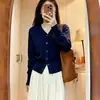 Nuevo cárdigan de punto suave y acogedor estilo coreano para mujer, corte ajustado, adelgazante, abrigo suéter básico versátil de color liso para otoño e invierno