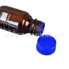 Botella Sellada Transparente Promocional de Laboratorio de Rosca Botella de Muestra Líquida Tapa Marrón Azul Escala Botella de Vidrio para Reactivos
