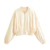 Fabricante transfronterizo de ropa para mujer al por mayor 2026 Moda estilo europeo y americano holgada con cremallera y pliegues chaqueta bomber