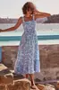 2027 Ropa de Verano Transfronteriza Europea y Americana para Mujer Amazon Vestido Largo de Tirantes con Estampado de Chica Atrevida sin Mangas para Mujer