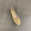 Musi Zapatos Planos Cuadrados de Gamuza Estilo Francés con Lazo 2024 Primavera y Otoño Nuevos Zapatos Mary Jane con Plataforma Interna