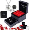 Regalo Navideño para Mamá San Valentín Amazon Transfronterizo Collar de Proyección Pendientes Joyería para Mujer Caja de Regalo Flor Eterna