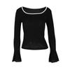 Amazon Transfronterizo Nuevo Jersey de Punto Delgado Ajustado de Moda Sexy con Cuello Bajo para Mujer de Color Sólido de Manga Larga