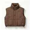 Chaleco acolchado personalizado para hombre, otoño/invierno, corto, cuello alto, cálido, acolchado, holgado, top para hombre, dobladillo con cordón, chaleco exterior