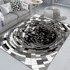 Alfombra de Piso de Payaso Blanco y Negro con Trampa Visual 3D Transfronteriza para Sala de Estar, Alfombra Completa Tridimensional Resistente a Manchas y al Desgaste, Manta para Sofá y Mesa de Café