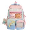 Mochila de Niña Linda Japonesa de Color Contrastante Versión Coreana Femenina Combinación de Colores Transparente Dulce Estudiante de Secundaria Bolsa Escolar de Gran Capacidad Femenina