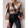 2022 Aliexpress Amazon Transfronterizo Primavera Cuello Alto Manga Larga Manga Linterna Espalda Descubierta Cut Out Top Camisa
