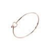 Pulsera Sencilla de Acero Inoxidable con Abertura de 2 mm Corazón de Durazno Pulsera Europea y Americana con Recorte Corazón de Durazno Pulsera de Cuentas de Corazón 60 mm