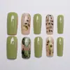 24 Pares de Unhas Postiças Vestíveis de Flor Pastoral das Quatro Estações, Comprimento Médio, Doce, Frescas, Unhas de Manicure Vestíveis para Mulheres, Exportação
