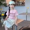 Playera de Manga Corta para Niñas Yojia Verano 2024 Nuevo Estilo Slim Ropa para Niños Camiseta de Cuello Redondo Top Ropa de Verano para Niños