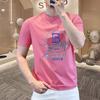 Luxo Leve 2025 Verão Novo Entidade Camiseta Masculina de Manga Curta Gola Redonda Estampada Top Masculino Camiseta Hot Diamond