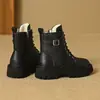 Botas Martin Femininas, Novo Modelo Mais Vendido Outono/Inverno, Comércio Exterior, Forradas com Lã, Botas Curtas Brancas Vintage, Sola Grossa, Botas de Motociclista Estilo Britânico, Modernas para Mulheres
