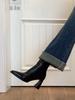 Botines Delgados de Tacón Alto Estilo Coreano con Punta Cuadrada de 7 cm, Botines Cortos para Mujer, Botas Martin Retro de Tacón Grueso, Botines Cortos Estilo Británico