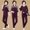 Conjunto de agasalho para meia-idade e idosos feminino primavera e outono conjunto de três peças mãe de meia-idade casual combinação de cores conjunto esportivo feminino 50