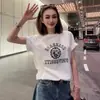 Camiseta Trendy Retro Americana con Estampado de Letras Cuello Redondo para Mujer Verano 2026 Nuevo Algodón Puro Versátil Manga Corta Top Trendy