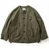 Chaqueta de Trabajo Estilo Japonés para Hombre, Estilo Funcional para Exteriores, Corte Holgado, Multibolsillos, Abrigo Casual sin Cuello para Hombre de Primavera y Otoño
