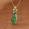 Pingente de prata S925 Golden Deer King com design simples e calcedônia verde Fu Dou Brincos de anel aberto para mulheres presente