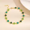 Pulsera de Flor de Trébol con Incrustaciones de Diamantes Transfronteriza, Simple y a la Moda, Pulsera de Lujo Ligero Estilo Europeo y Americano, Joyería de Alta Gama de Nicho