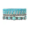Conjunto de Pulseira e Chapéu de Cowboy Ocidental Estilo Cowboy com Padrão Vintage Esculpido e Incrustação de Turquesa Conjunto de Cinco Peças Atacado